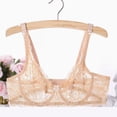 thumbnail image 2 of QHFBli Women Plus Size Floral Lace Underwire Bra, Thin Cotton Cup Adjustable Shape Bra, Side Support Hide Armpit Comfort Bras Beige 105D, 2 of 9