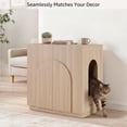 thumbnail image 2 of Unipaws Extra Large Cat Litter Box Enclosure, Tall Wooden Cabinet with Charging Station for Self-Cleaning and Automatic Litter Boxes, Dog Proof Hidden Cat House for Top Entry Litter Box, White Oak, 2 of 7