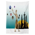 thumbnail image 3 of Ambesonne Cartoon Tablecloth Rectangular Table Cover, Alien Planets Galaxy, 52"x70", Multicolor, 3 of 4