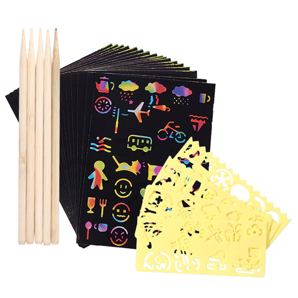 Scratch Paper Set for Kids, 50Pcs Rainbow Scratch Art Papers and 24Pcs  Bookmarks Craft Set for Girls Boys Age 4-8, Magic Scratch Off Paper Craft  Kits for Chris… in 2023