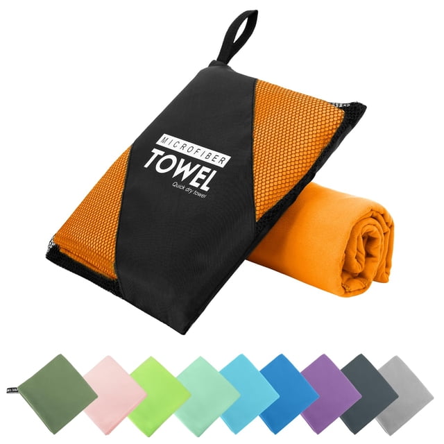 Toalla de Microfibra de Secado Rápido para Viaje ZIUDBOC 30x60 cm Naranja