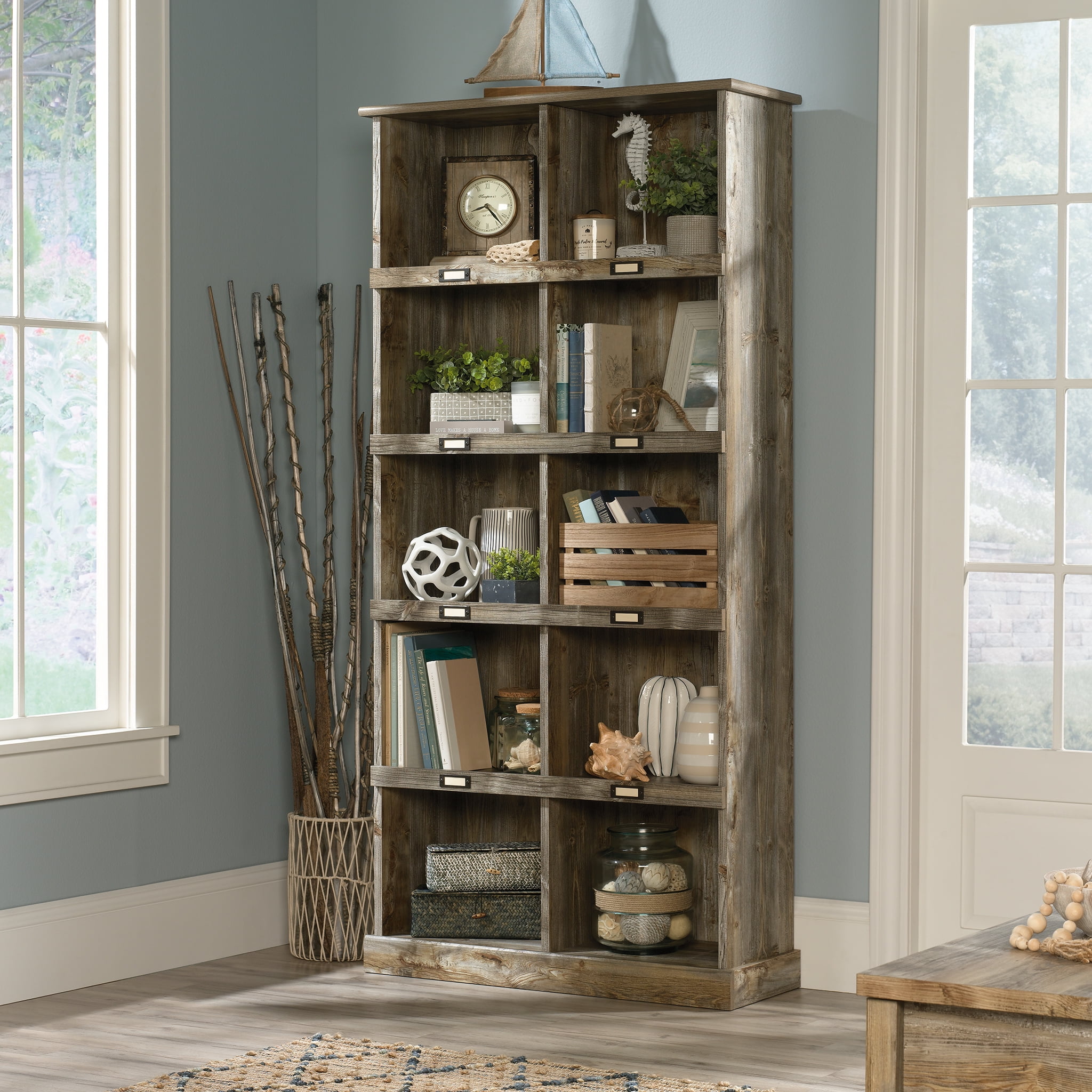 Sauder Granite Trace Tall Bookcase, Rustic Cedar Finish