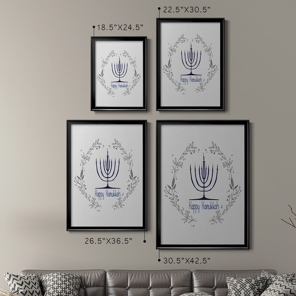Happy Hanukkah II Premium Framed Print - Ready to Hang