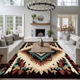 thumbnail image 4 of Brown Teal Red Boho Large Area Rugs for Bedroom Living Room, Soft Non Slip Carpet Bedside Rug, Southwestern Retro Geometric Abstract Rectangular Floor Cover Kitchen Accent Rug 8'x10' for Office, 4 of 9