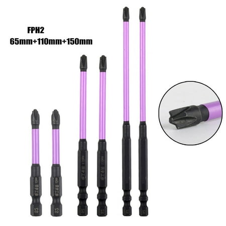 

BCLONG 6Pcs Magnetic Special Slotted Cross Screwdriver Bit Forelectrician Fph2 65-150Mm