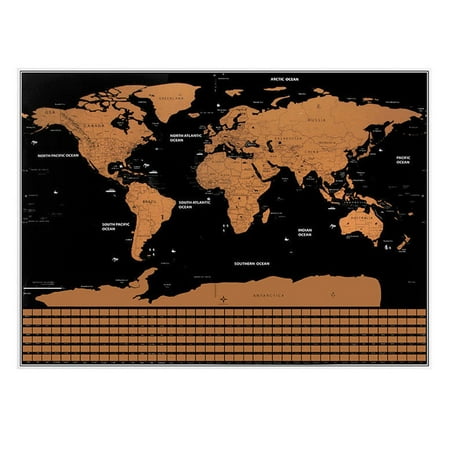 Unique World Travel Tracker Scratch Off World Map Poster with US States and Country