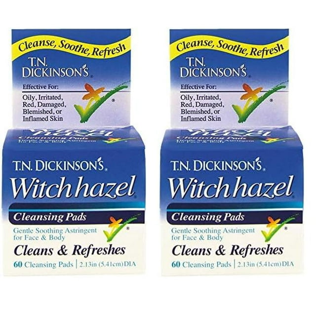 Almohadillas limpiadoras T.N. Dickinson's Witch Hazel, 60 unidades (paquete de 2)