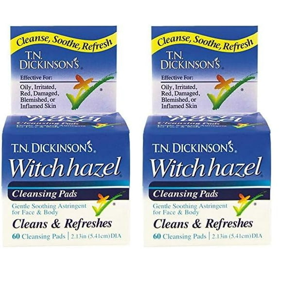 Almohadillas limpiadoras T.N. Dickinson's Witch Hazel, 60 unidades (paquete de 2)