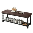 thumbnail image 3 of Dextrus Entryway Shoe Storage Bench for 6-7 Pairs of Shoes, 2-Tier Shoe Bench with Roman Style Legs for Hallway, Mudroom, Dressing Room, Brown & Black, 3 of 10