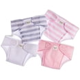 thumbnail image 1 of JC Toys Baby Doll 4 Pack Fabric Diapers | Washable, Reusable, Adjustable Eco Diapers | Fits Dolls 14 to 18 inch in Pink/White/Grey, 1 of 5