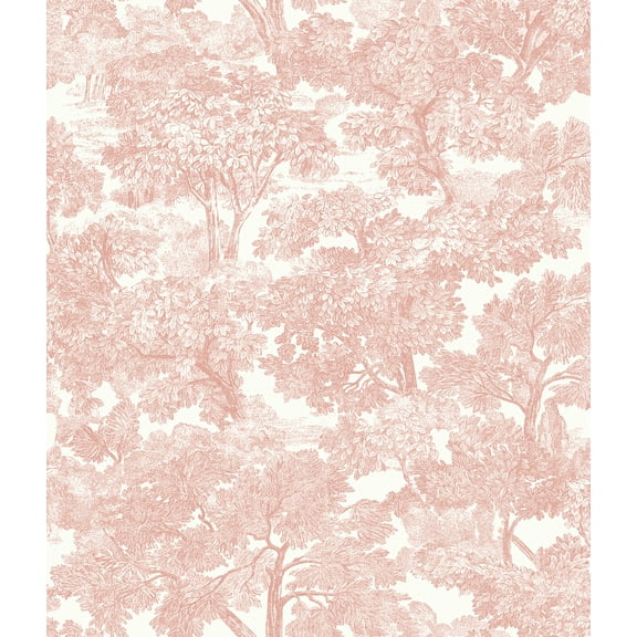Chesapeake Spinney Rose Rose Toile Prepasted High Performance Wallpaper, 20.5-in by 33-ft, 56.4 sq. ft.