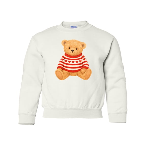 Inktastic Vintage Teddy Bear in Heart Sweater Youth Sweatshirt