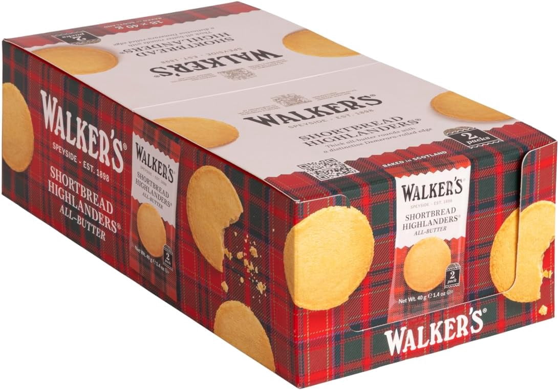WALKER’S Shortbread Highlanders All-Butter Round Cookie Snack Pack, 18 Count
