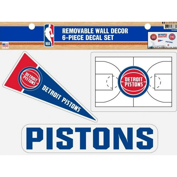 Detroit NBA Pistons Set of 6 Removable Wall Decal Stickers