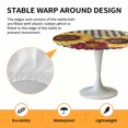 thumbnail image 6 of Yellow Red Sunflower Butterfly Elastic Fitted Round Table Cover Floral Buffalo Plaid Waterproof Outdoor Tablecloth for Holiday Party, Picnic, Patio & Dining Fits Tables Up to 36"-44", 6 of 8