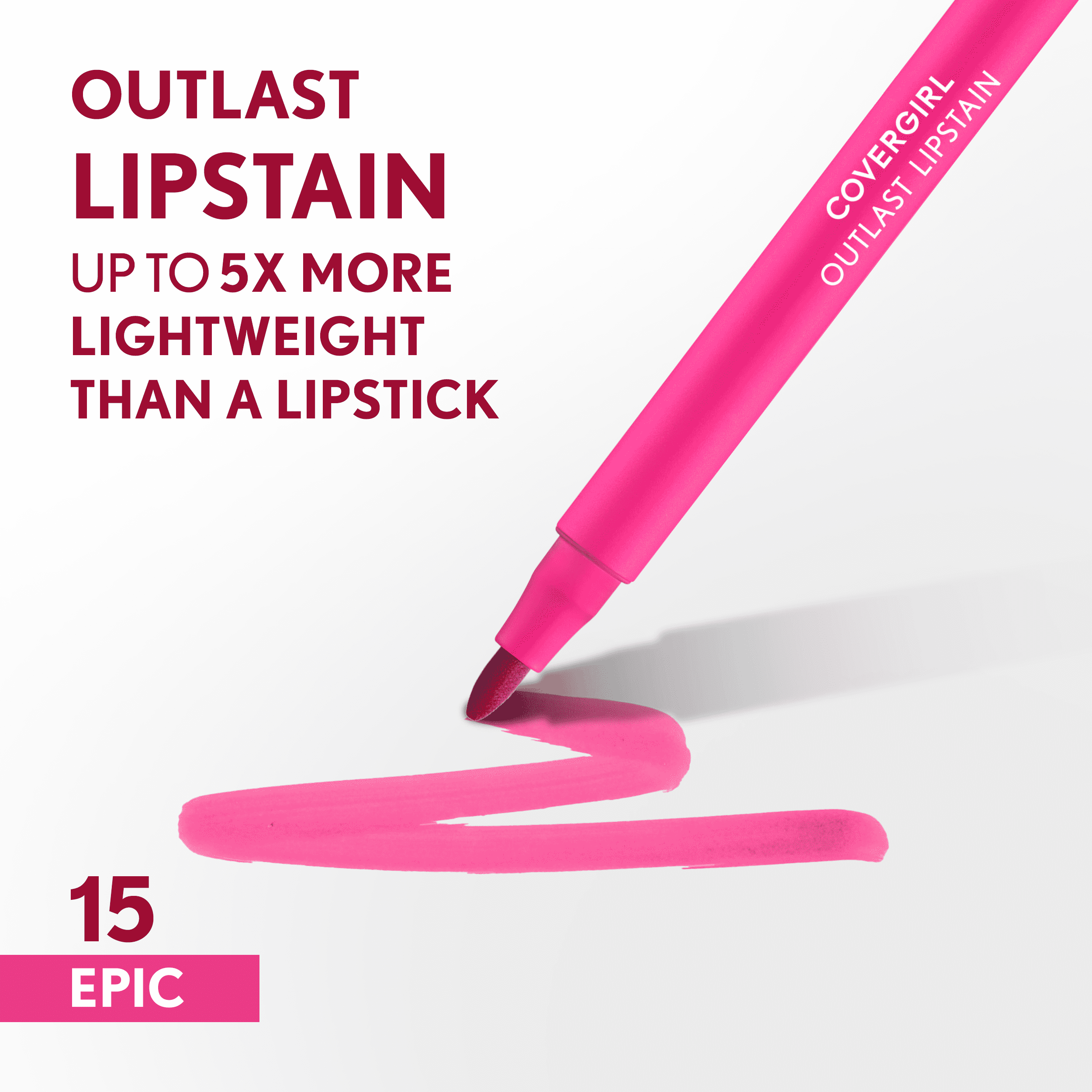 COVERGIRL Outlast Lipstain, Epic 15, Pink, 0.05 fl oz