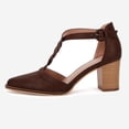thumbnail image 2 of Women  T-Strap Dress Shoes with Block Heels  Low-Cut Sandals with Stacked Block Heels, 2 of 5