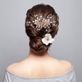 thumbnail image 4 of Bride Hair Comb Flower Leaves Rhinestones Bridal Hair Comb Women Hair Comb, 4 of 8