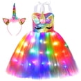 thumbnail image 1 of Disfraz Soyoekbt con forma de unicornio, con iluminación LED, princesa, tutú, vestido para niña, 1 of 4