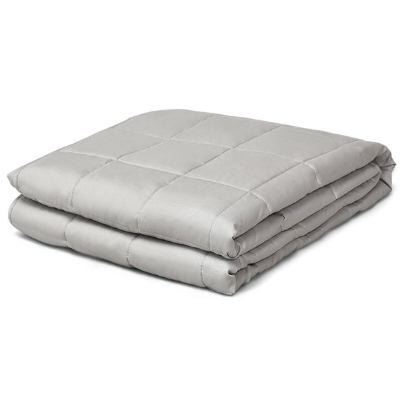 17 lbs Weighted Blankets 100% Cotton w/ Glass Beads Light Grey 60"x80"