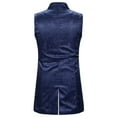 thumbnail image 3 of SWSMCLT Men's Steampunk Vest Outfit Tuxedo Brocade Waistcoat Gothic Western Sleeveless Navy Small, 3 of 3
