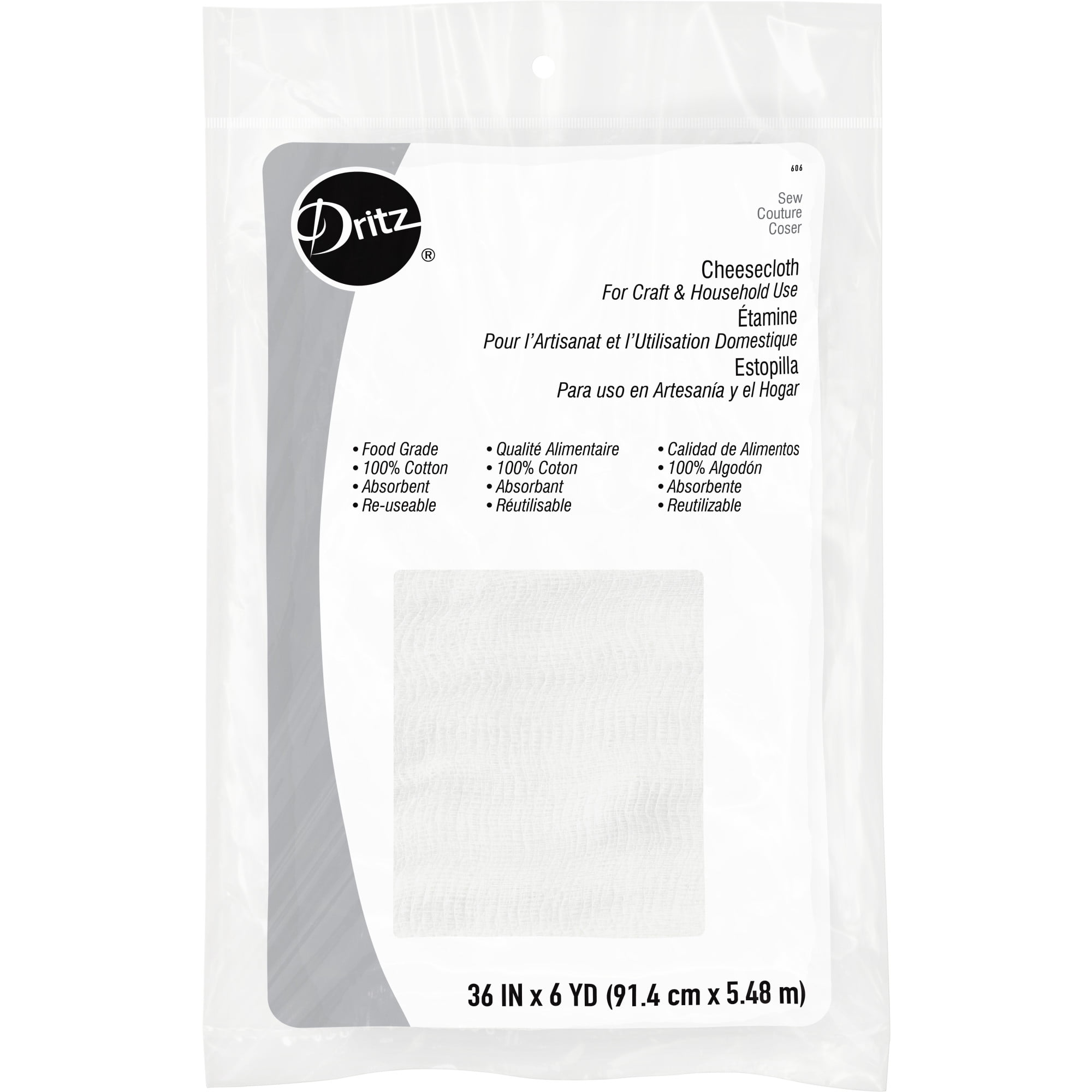 Dritz 606 Cheesecloth Packaged, 36 in. x 6 Yards