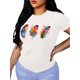 thumbnail image 1 of Women's Lightweight White Crew Neck T-Shirt with Vibrant Print - Short Sleeve, Casual Spring/Summer Top, Polyester Knit Fabric, Machine Washable, Casual Attire | Graphic Shirt | Machine Washable Top, 1 of 8