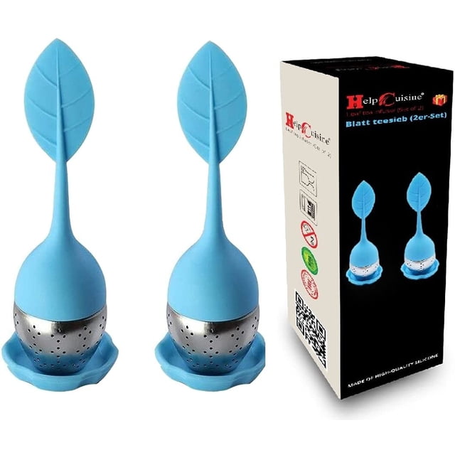 Infusor de té/difusor/colador de té, forma de té, 100 % silicona de grado alimenticio e infusor de acero inoxidable de alta calidad, juego de 2 Zhivalor ZYY-2611