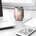 thumbnail image 3 of 12oz Stemless Wine Tumblers Pioneer Flower Floral Print Pattern Vacuum Insulated Stainless Steel Travel Tumbler Cups Mug with Lid and Straw for Champaign,Cocktail,Beer with Cleaning Brush, 3 of 5