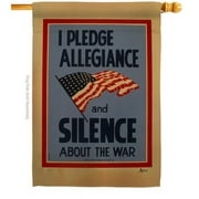 Americana Home & Garden  28 x 40 in. I Pledge Allegiance & Silence House Flag with Americana US Historic Double-Sided Decorative Vertical Banner Garden Yard Gift