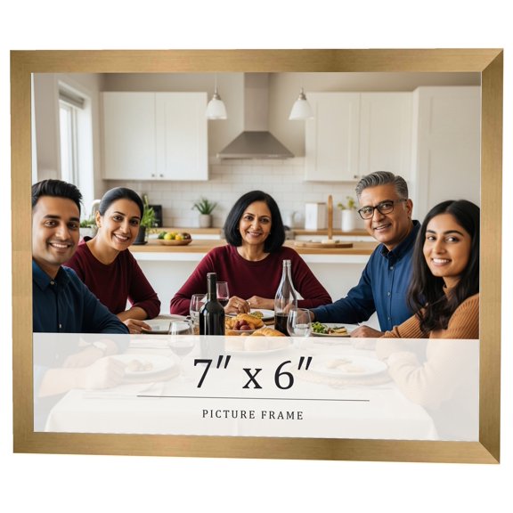 7x6 Frame Gold Bronze Solid Wood Picture Frame Width 0.75 Inches | Interior Frame Depth 0.5 Inches
