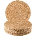 thumbnail image 3 of Straw Woven Placemats Set - Natural Rush Weave Table Mats, Heat Resistant Insulation Pads, Straw Pot Holders for Kitchen Dining, Style A, Size L, 3 of 4