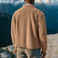 thumbnail image 3 of Mens Winter Fuzzy Fleece Jacket Collared Button down Long Sleeve Coat Soft Warm Outerwear with Pockets New Windproof Jackets for Men Khaki M, 3 of 7