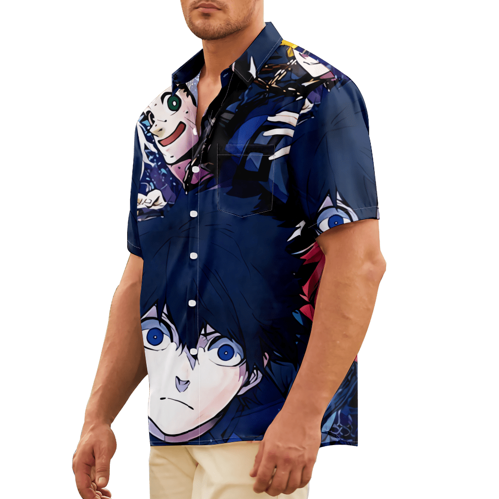 Blue Lock Characters Graphic Mens Hawaiian Shirt,Blue Lock Casual