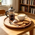 thumbnail image 5 of Round Wood Tray, Wooden Serving Tray, Acacia Plates, Appetizer Charcuterie Board, Tray Organizer for Kitchen/Countertop, 11.8 x 11.8 x 0.8 inch, 5 of 7