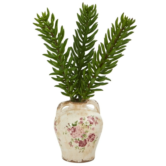 Nearly Natural 20in. Succulent Artificial Plant in Floral Jar