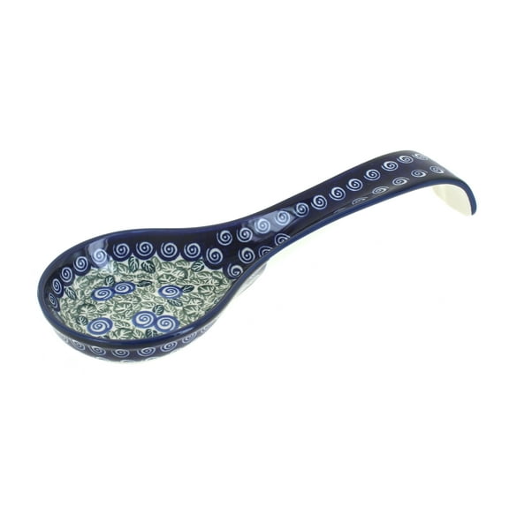 Blue Rose Polish Pottery Seaside Swirl Large Spoon Rest