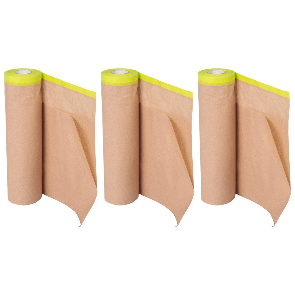 Pre-Taped Masking Paper for Painting, 18 Inchx50 Feet Paint Masking Paper, Tape and Drape Painters Paper, (3 Rolls)