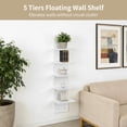 thumbnail image 4 of 5 Tiers Floating Wall Shelf, Small Vertical White Floating Shelf for Narrow Spaces, Modern Wall-Mounted Decorative Shelves for Bedroom Living Room, Lightweight Wood-Plastic, 4 of 7
