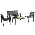 thumbnail image 3 of Walsunny 4 Pieces Outdoor Furniture Set All Weather Patio Textilene Steel Conversation Set, Patio Furniture Set Bistro Set with Loveseat ea Table for Lawn and Balcony, Black, 3 of 9