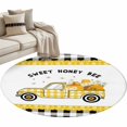 thumbnail image 6 of Yellow Truck Round Rug 3ft Washable Circle Entryway Rugs Non Slip Spring Bees Daisy Honey Black Buffalo Lattice Area Rug Indoor Floor Carpet for Bedroom Kitchen Living Room Home Office Dining Room, 6 of 8