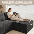 thumbnail image 5 of Erinnyees Boneless Cloud Couch Sectional with Chaise for Small Spaces, L Shaped Sofa Right Facing, Plush Corduroy Fabric, 5 Throw Pillows Included, No Assembly Required, Gray, 5 of 9