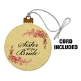 thumbnail image 2 of Wedding Floral Sister of the Bride Wood Christmas Tree Holiday Ornament, 2 of 6