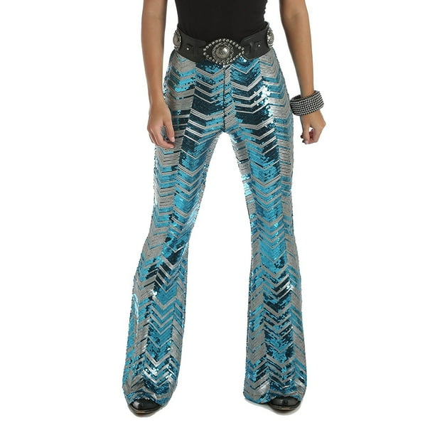 silver sequin flare pants