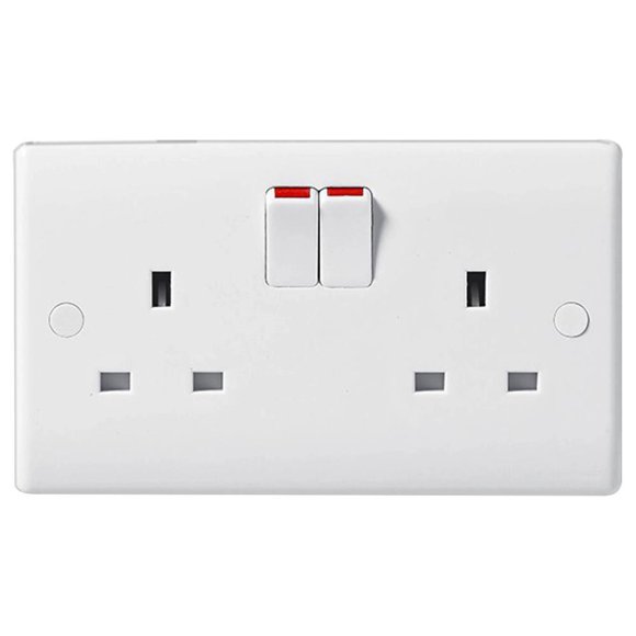 BG - 13A 2 Gang Double Pole Switched Socket, White
