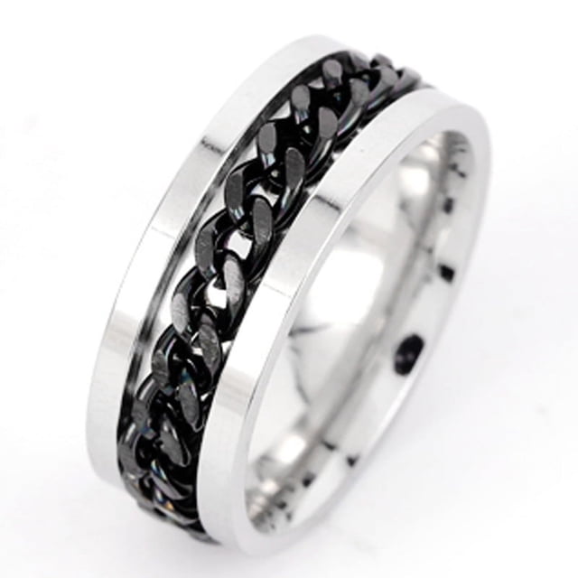 Anillo de botella abierta, anillo de cerveza abierto, anillo giratorio de descompresión, cadena giratoria para hombres, anillo de acero de titanio, joyería de acero inoxidable