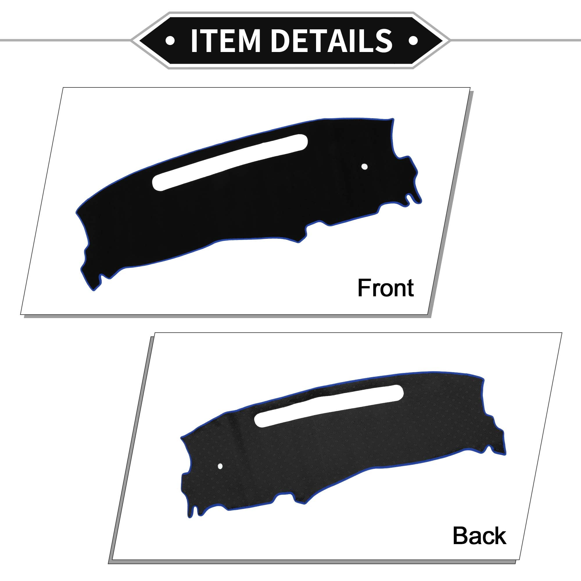 Unique Bargains Dashboard Covers for Chevrolet S10 1998-2004 Non-Slip Dash Cover Mat Polyester Black, Blue Front