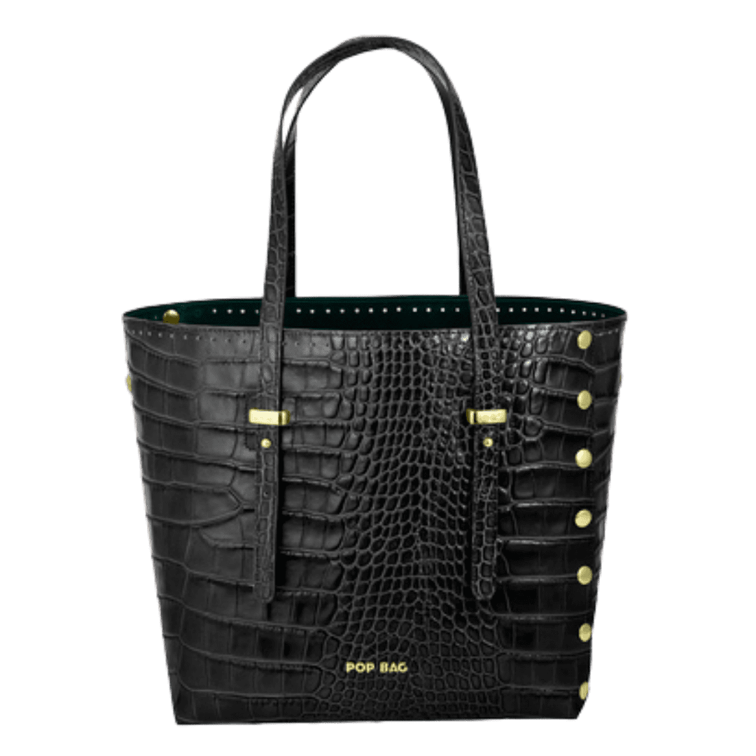 CrocEmbossed Leather Tote Bag