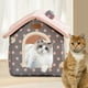 thumbnail image 1 of Cama para gatos semicerrada, nido para perros y gatos, lavable, repetición, camas para perros relajantes y acogedoras, casa para gatos para cachorros, Puntos rosados, 1 of 10