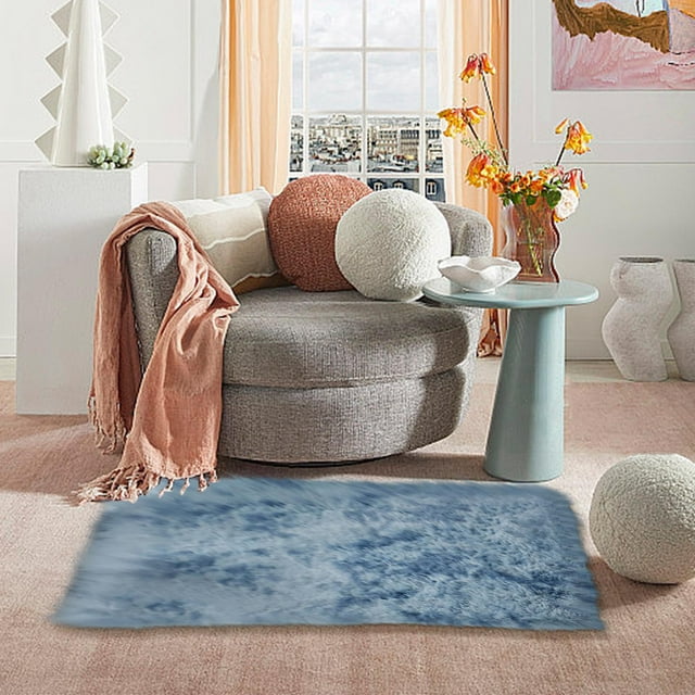 Alfombra de dormitorio moderna teñida con efecto tie-dye | Alfombra de felpa suave 60x160cm | Alfombra de área decorativa cálida para el hogar | Antideslizante Elegante | Cómodo, duradero, fácil de
